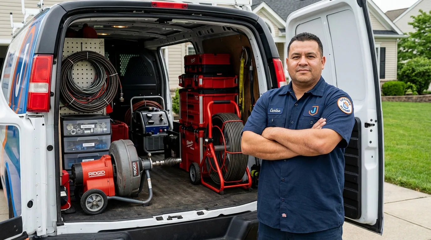 Professional drain cleaning equipment and Johns Plumbing LLC plumber in Sun Prairie