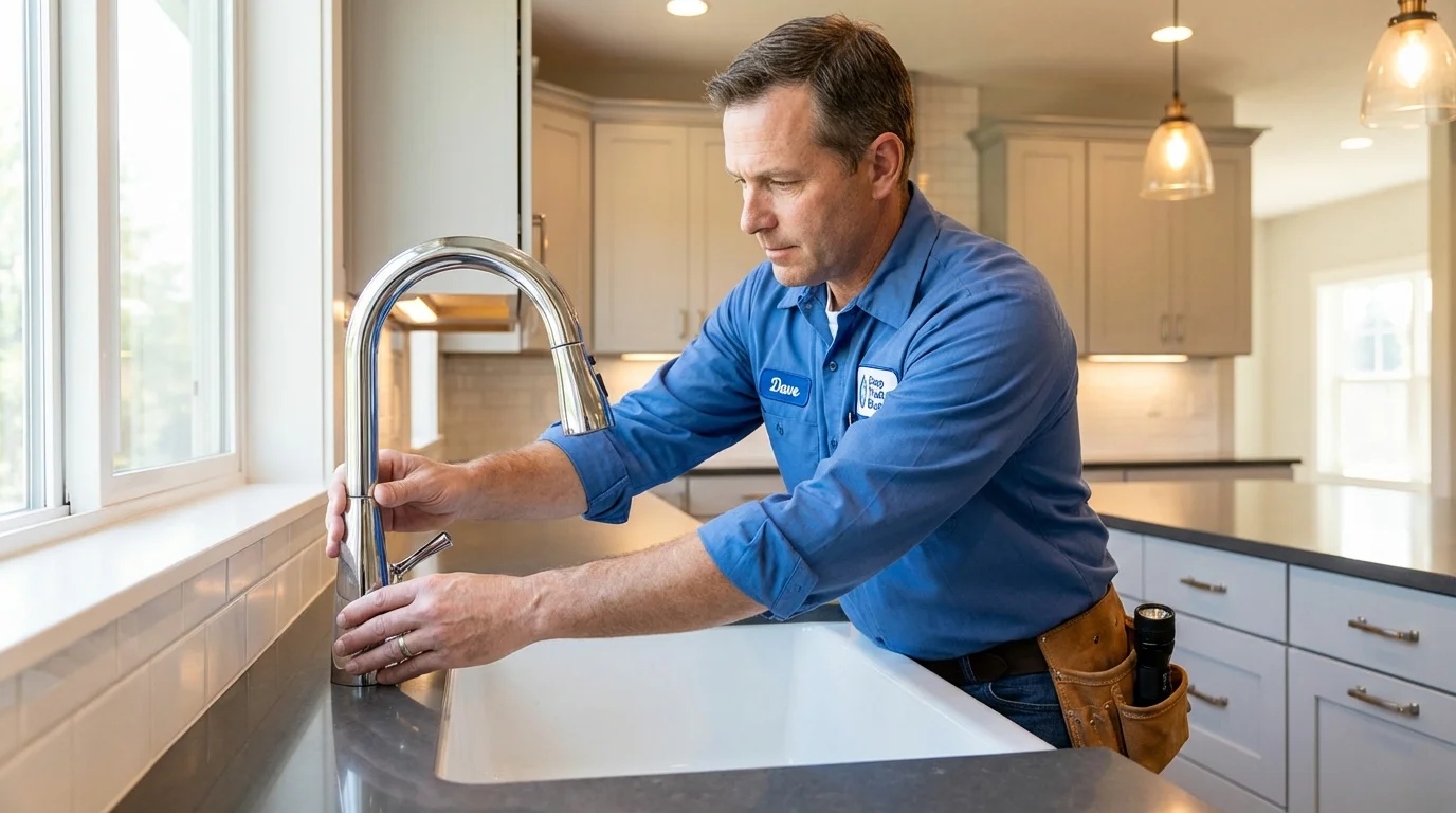Kitchen faucet installation by Johns Plumbing LLC in Sun Prairie