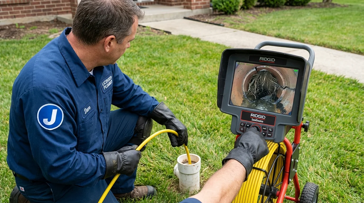 Sewer camera inspection being performed by Johns Plumbing LLC in Sun Prairie